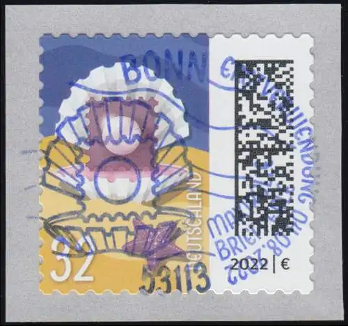 3711 Perle-lettre 32 cents, autocollante, EV-O BONN 4.8.2022