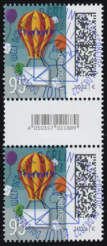 3705 Ballonpost 95 Cent aus 200er, Paar mit Nr., CF, ohne Nr., ESSt Berlin