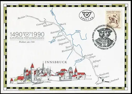 1978 Gedenkblatt 1/1990 Internationale Postverbindungen, ESSt INNSBRUCK 12.1.90