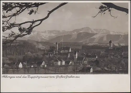 Carte postale de terrain BS Flak, Altenstadt 8.4.1941 sur AK Schongau avec tête de train