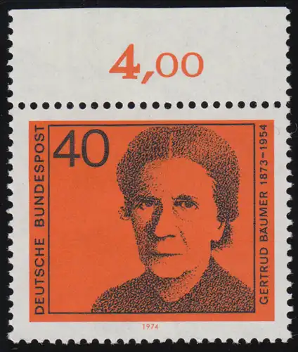 793 Deutsche Frauen 40 Pf Gertrud Bäumer ** Oberrand