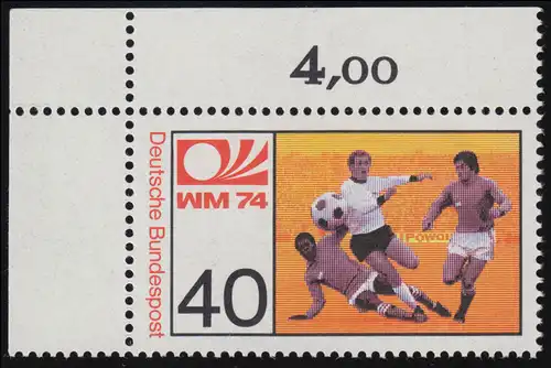 812 Fußballweltmeisterschaft 40 Pf ** Ecke o.l.