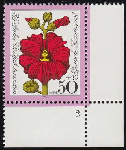 820 Wohlfahrt Blumen 50+25 Pf Malve ** FN2