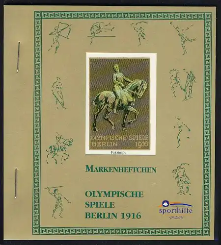 Sporthilfe Sonderdruck Olympia Berlin 1916 Markenheftchen FAKSIMILE **