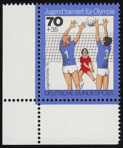 885 Olympia 70+35 Pf Volleyball ** Ecke u.l.