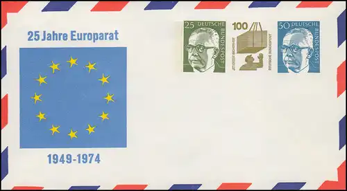 PU 60 25 Jahre Europarat 1949-1974, GANZSACHE ungebraucht **