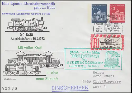 Transporté par les derniers trains à vapeur Scheldetalbahn PU 45/3 SSt DILLENBURG 1972