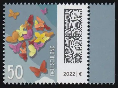 3714 Lettre de papillon 50 cents en feuilles, ** frais de port