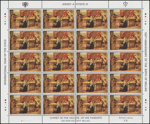 Jersey 206 Gemälde: Christus im Hause seiner Eltern 1979, Kleinbogen ** / MNH