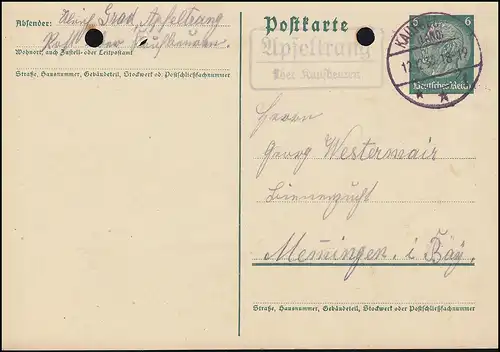 Landpost Pommetrang via ACHATEUR (LAND) 12.12.35 sur carte postale P 226I