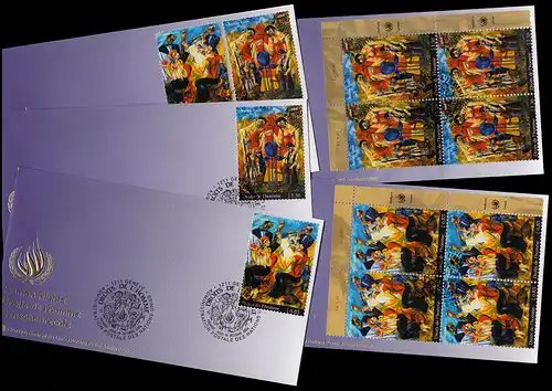 Nations unies Genève Droits de l'homme 2004 Eckrand-Vbl. Ensemble de timbres sur 5 bijoux FDC