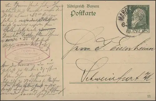 Bayern Postkarte P 87I/01: Maroldsweisbach 3. Mai 1911