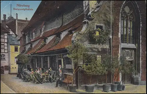 Carte de vue Nuremberg Bratwurstglöcklein, EF 7 1/2 Pf Ludwig NÜRNBERG 10.5.18