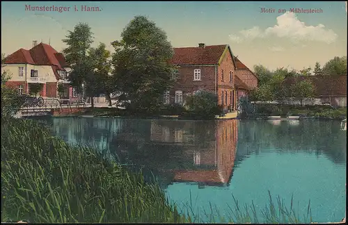 Carte de Munsterlager i. Hann. - Le motif du bassin du moulin comme poste de champ 10.9.16.