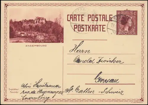 Luxemburg Bildpostkarte P 106 Charlotte: Ansembourg, STRASSEN 19.5.1934