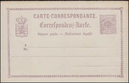 Luxembourg Carte postale P 10 armoiries en cercle 5/5 C. violet, non utilisé