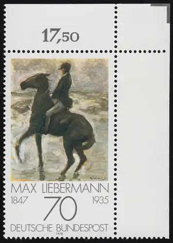 987 Impressionismus 70 Pf Liebermann ** Ecke o.r.