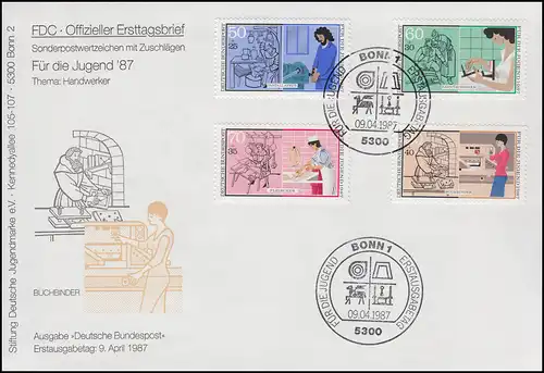 1315-1318 Jugend Handwerksberufe 1987 - offizieller FDC ESSt Bonn 9.4.87