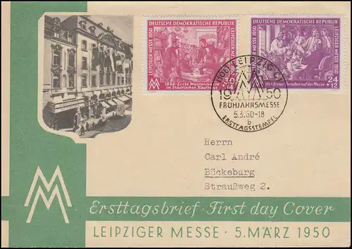 248-249 Leipziger Messe auf Schmuck-FDC ESSt LEIPZIG Frühjahrsmesse 5.3.1950