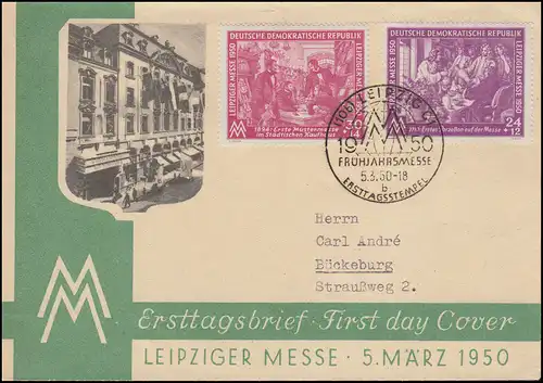 248-249 Leipziger Messe sur Bijoux-FDC ESSt LEIPZIG Printemps Salon 5.3.1950