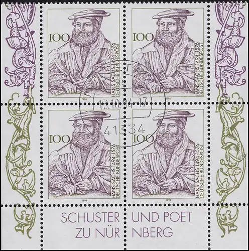 1763 Hans Sachs: Viererblock, zentrischer Vollstempel NETTETAL 13.10.94