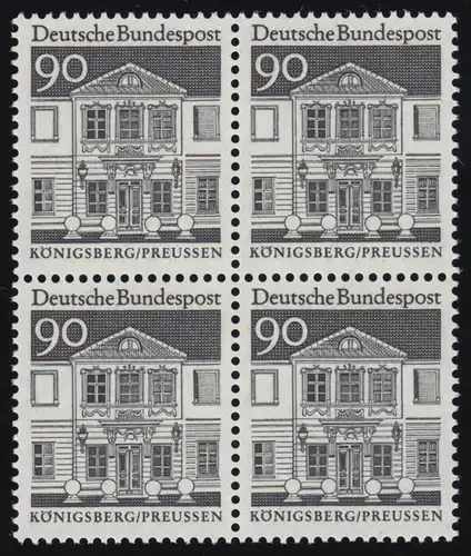 499 Bauwerke groß 90 Pf Viererblock ** postfrisch