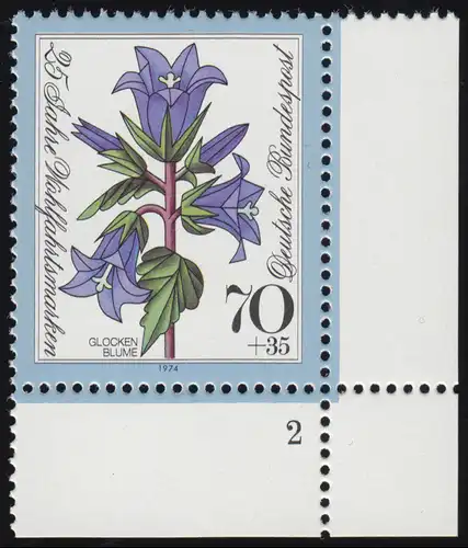 821 Wohlfahrt Blumen 70+35 Pf Glockenblume ** FN2