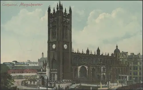 Carte de vue Manchester: Cathedral, 27.11.107 vers Anvers