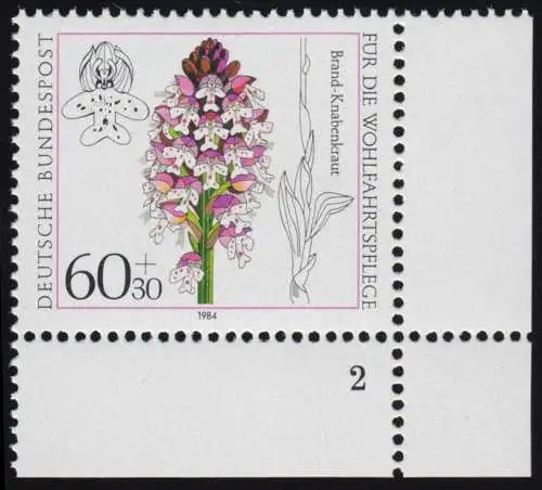 1226 Wohlfahrt Orchideen 60+30 Pf ** FN2