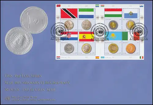 UNO Vienne 489-496 drapeaux et pièces: Petit arc sur le FDC de bijoux WIENNE 2007