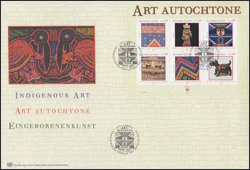 UNO Genf Block 18 Indigene Kunst 2003 - Block auf Schmuck-FDC Genf