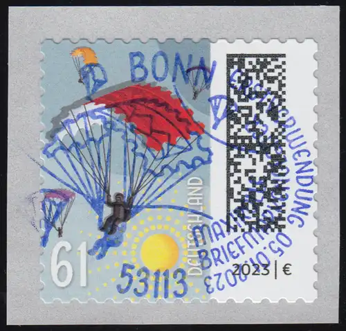 3744 Briefmarkengleiter 61 Cent sk aus 500er mit UNGERADER Nummer, EV-O Bonn