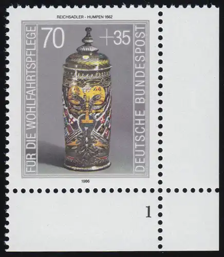 1297 Wohlfahrt Kostbare Gläser 70+35 Pf ** FN1