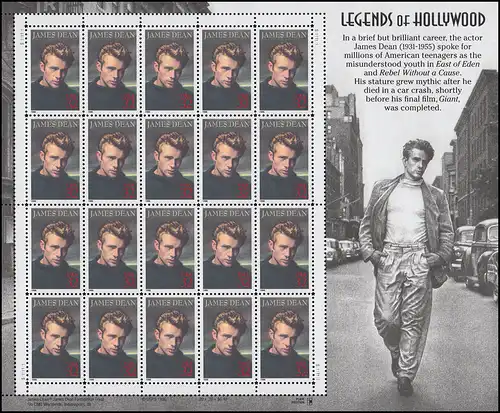 USA 2745 - Kleinbogen Film: James Dean - Legenden von Hollywood, ** MNH