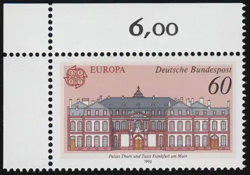 1461 Europa Palais Thurn und Taxis 60 Pf ** Ecke o.l.