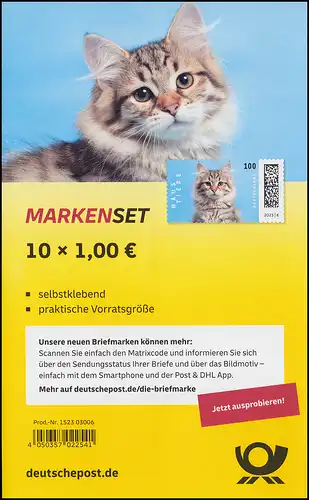 FB 124 Beliebte Haustiere: Katze, Folienblatt 10x 3751, **