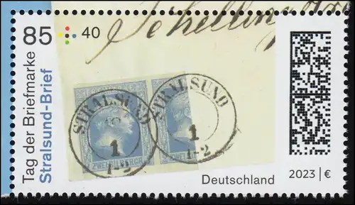 3752 Tag der Briefmarke 2023: Stralsund-Brief aus Block 91, ** / postfrisch