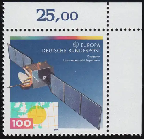 1527 Europa Weltraumfahrt 100 Pf ** Ecke o.r.