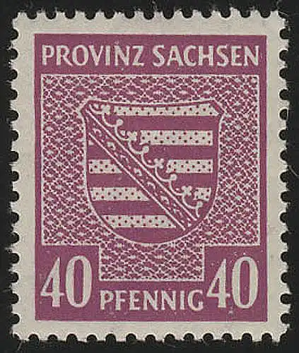 SBZ 84Xb Provinzwappen 40 Pf, Wz.1X, dunkellilapurpur, gezähnt, **