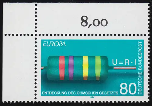 1732 Europa 80 Pf Ohm ** Ecke o.l.