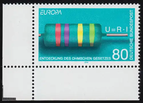 1732 Europa 80 Pf Ohm ** Ecke u.l.