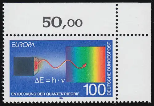 1733 Europa 100 Pf Quantentheorie ** Ecke o.r.