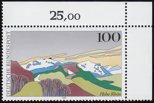 1686 Hohe Rhön Wasserkuppe 100 Pf ** Ecke o.r.