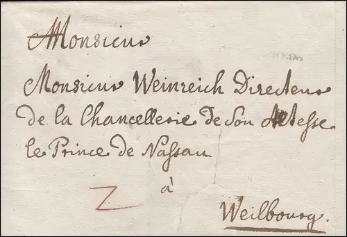 Frankreich / Bayern Vorphilatelie Briefhülle DE GERMERSHEIM (um 1815)