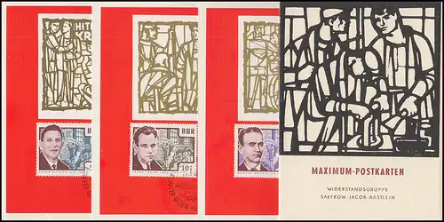 1014-1016 Groupe de résistance Saefkov - Jacob - Bâillères sur 3 cartes maximales 1964