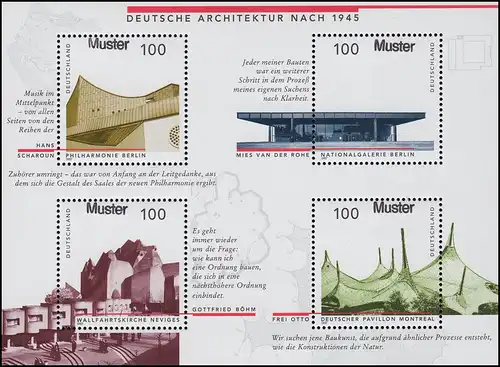 Block 37 Deutsche Architektur nach 1945, Muster-Aufdruck