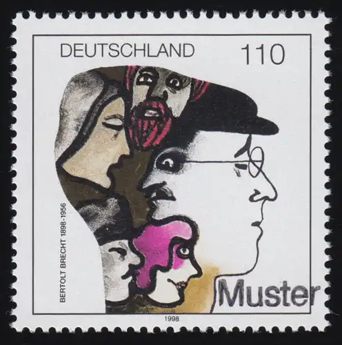 1972 Schriftsteller und Regisseur Bertolt Brecht, Muster-Aufdruck