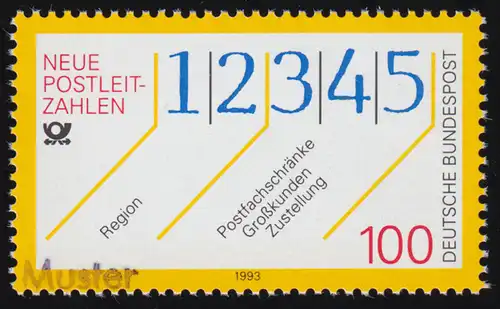 1659 Neue Postleitzahlen, Muster-Aufdruck