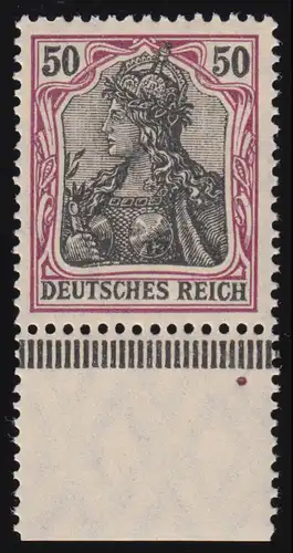 91IIy Germania 50 Pf. Kriegsdruck vom Bogenrand, ungefaltet, ** signiert