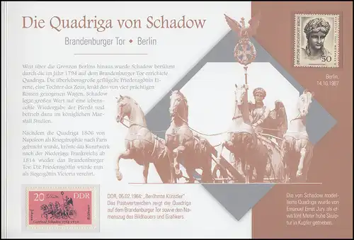 3079 Johann Gottfried Schadow, Schmuck-FDC ESSt Bonn und Berlin, mit Klappkarte